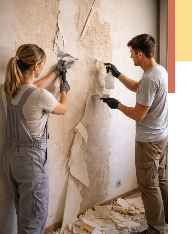 Снятие старых обоев в Саяногорске от 5378 руб. под ключ недорого | ОТДЕЛОЧНИК-Снг