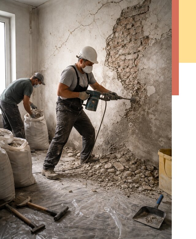 Демонтаж штукатурки со стен в Саяногорске от 7375 руб/м² — быстро и недорого | ОТДЕЛОЧНИК-Снг