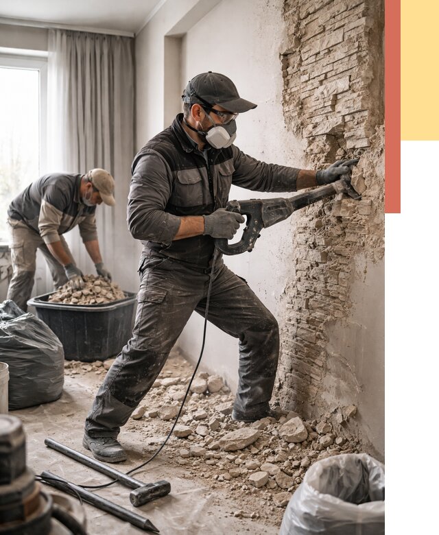 Демонтаж декоративного камня в Саяногорске от 1485 руб/м² — быстро и недорого | ОТДЕЛОЧНИК-Снг