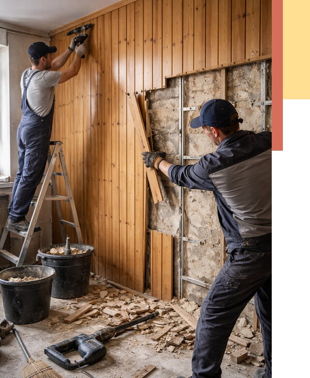 Демонтаж вагонки со стен в Саяногорске от 1485 руб. — снятие, удаление, срочно | ОТДЕЛОЧНИК-Снг