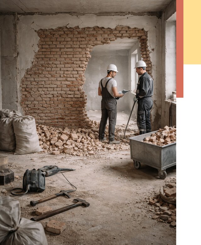 Демонтаж кирпичных стен в Саяногорске от 4302 руб. — быстро, недорого, под ключ | ОТДЕЛОЧНИК-Снг