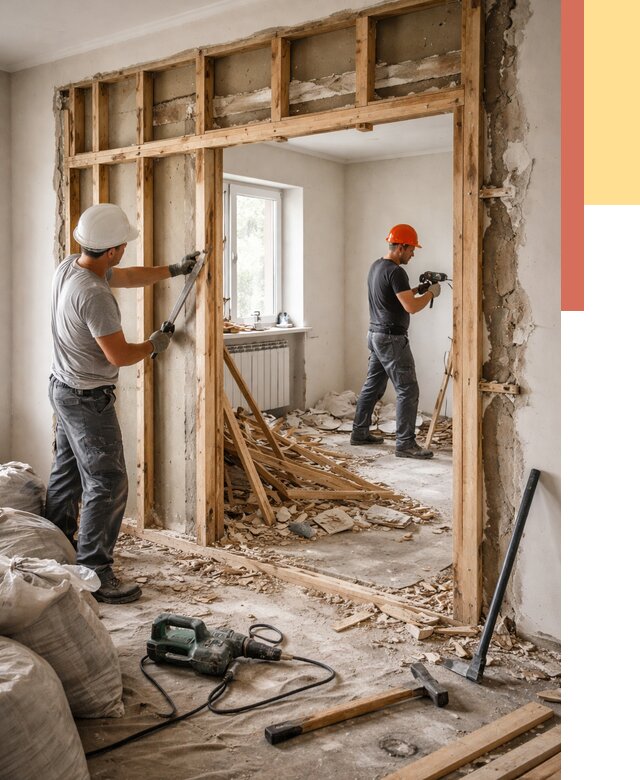 Демонтаж деревянных перегородок в Саяногорске от 3278 руб. — быстро и недорого | ОТДЕЛОЧНИК-Снг