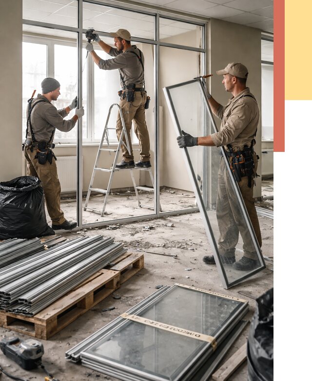 Демонтаж алюминиевых перегородок в Саяногорске от 4302 руб. — быстро и недорого | ОТДЕЛОЧНИК-Снг