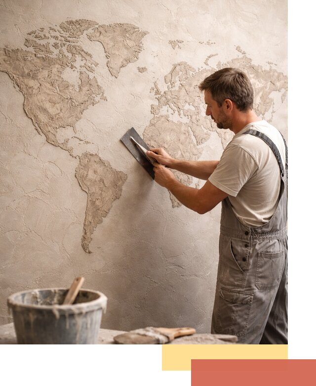 Декоративная штукатурка «Карта мира» под ключ в Саяногорске