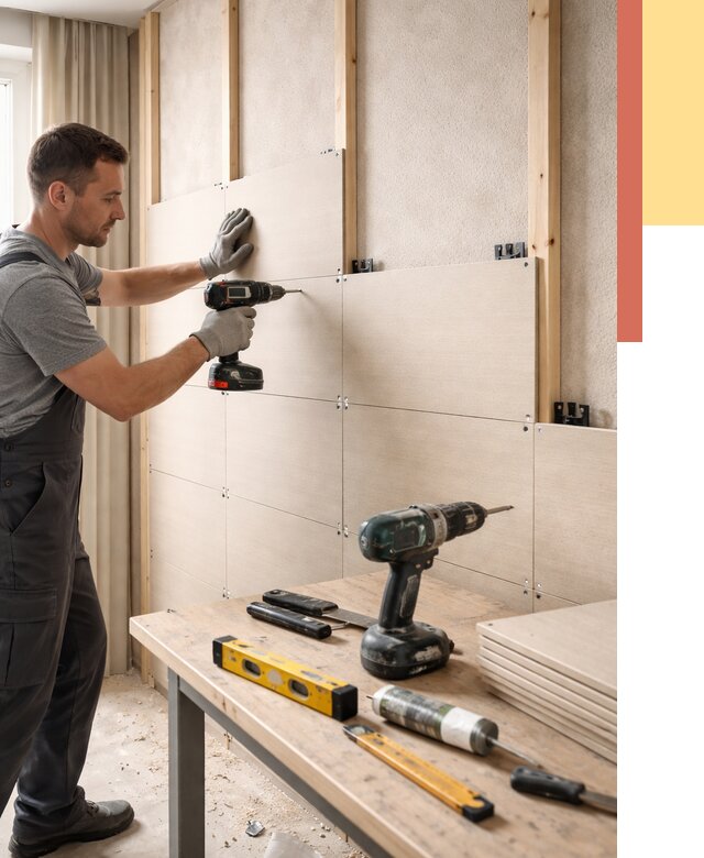 Монтаж МДФ панелей на стены в Саяногорске от 1280 руб. под ключ | ОТДЕЛОЧНИК-Снг