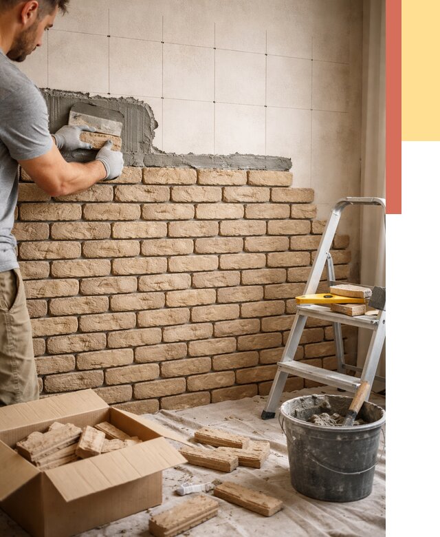 Монтаж декоративного кирпича в Саяногорске от 3278 руб./м² — быстро и недорого | ОТДЕЛОЧНИК-Снг