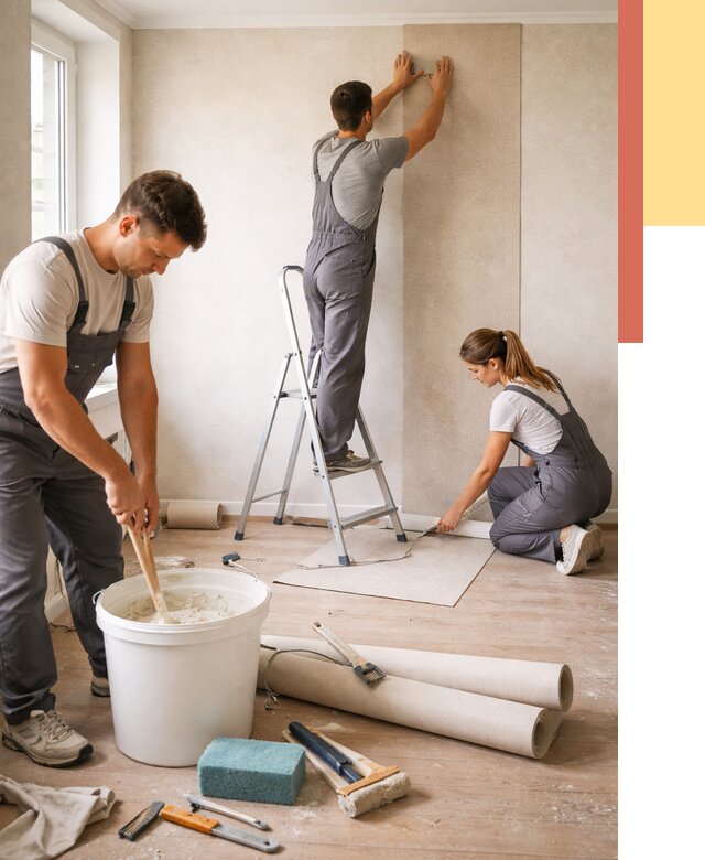 Оклейка стен обоями в Саяногорске от 3585 руб/м2 — быстро и недорого | ОТДЕЛОЧНИК-Снг