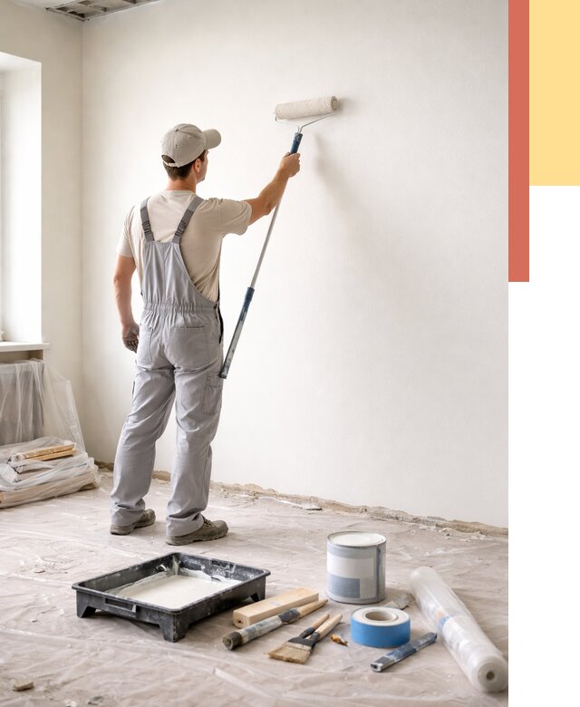 Покраска стен водоэмульсионной краской в Саяногорске от 461 руб. за м² | ОТДЕЛОЧНИК-Снг