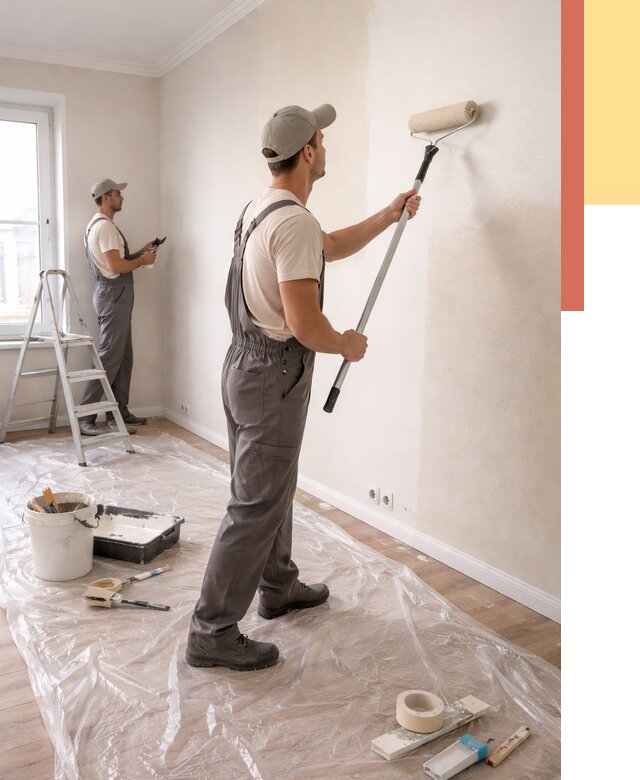 Покраска стен акриловой краской в Саяногорске от 3585 руб./м² — быстро и недорого | ОТДЕЛОЧНИК-Снг