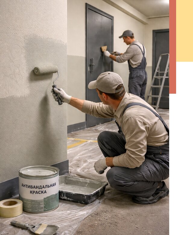 Покраска стен антивандальной краской в Саяногорске от 4609 руб./м² под ключ | ОТДЕЛОЧНИК-Снг