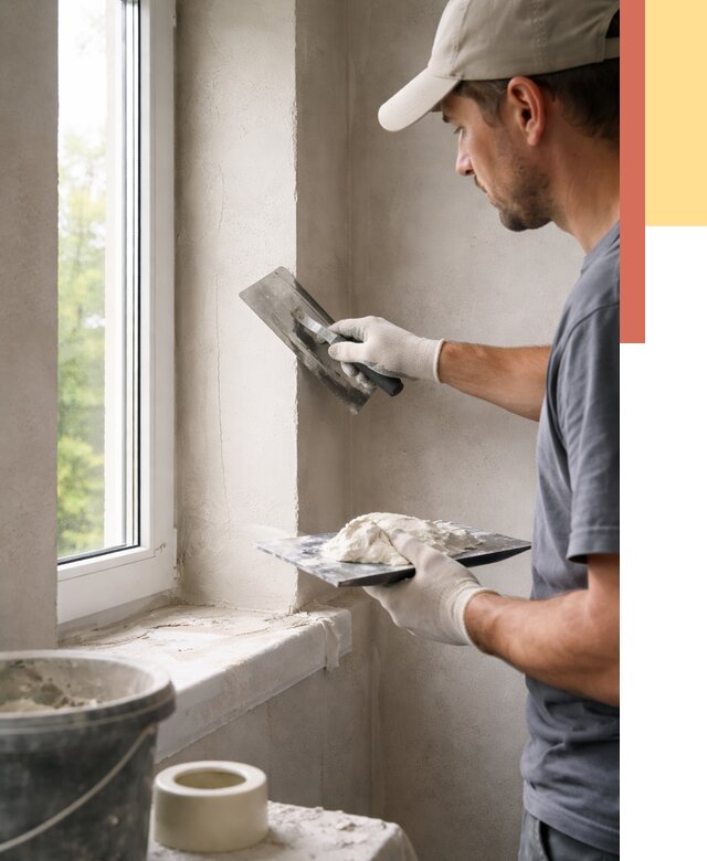 Штукатурка откосов в Саяногорске от 4609 руб/м² — услуги и выравнивание под ключ | ОТДЕЛОЧНИК-Снг