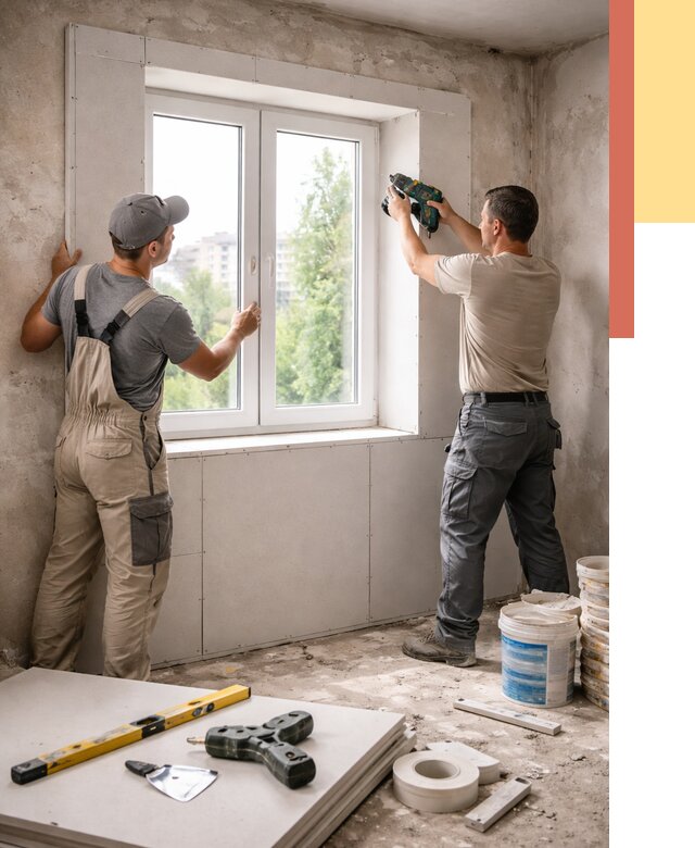 Монтаж откосов из гипсокартона в Саяногорске от 4609 руб. под ключ | ОТДЕЛОЧНИК-Снг