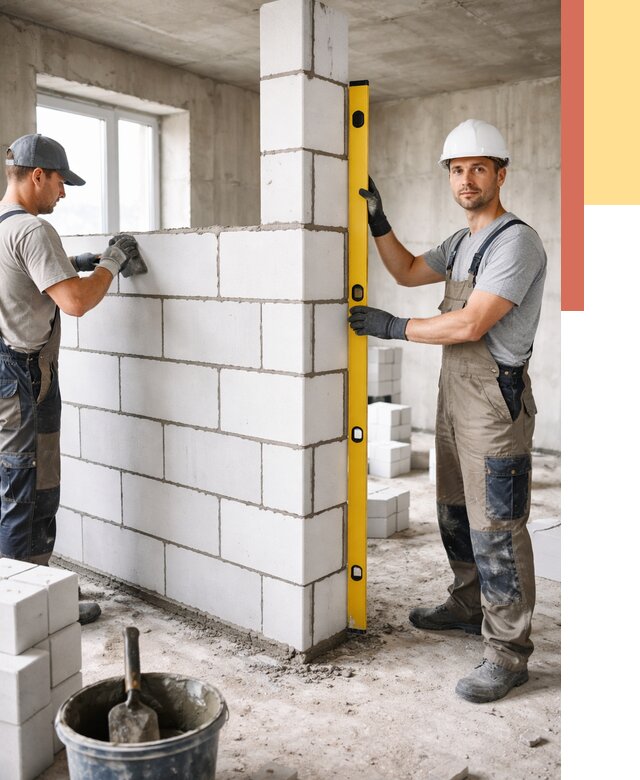 Кладка перегородок из пеноблока в Саяногорске от 1844 руб. под ключ | ОТДЕЛОЧНИК-Снг