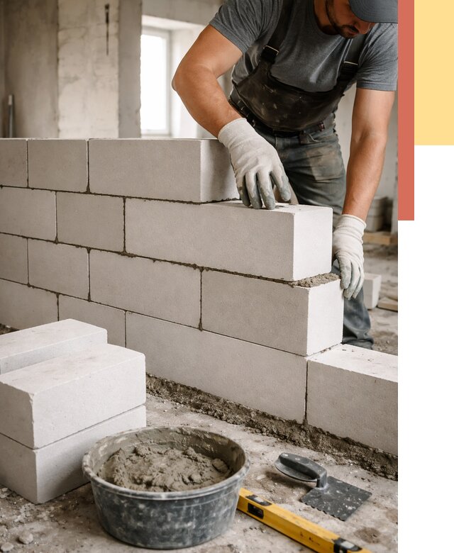 Кладка перегородок из силикатного блока в Саяногорске от 4097 руб. под ключ | ОТДЕЛОЧНИК-Снг