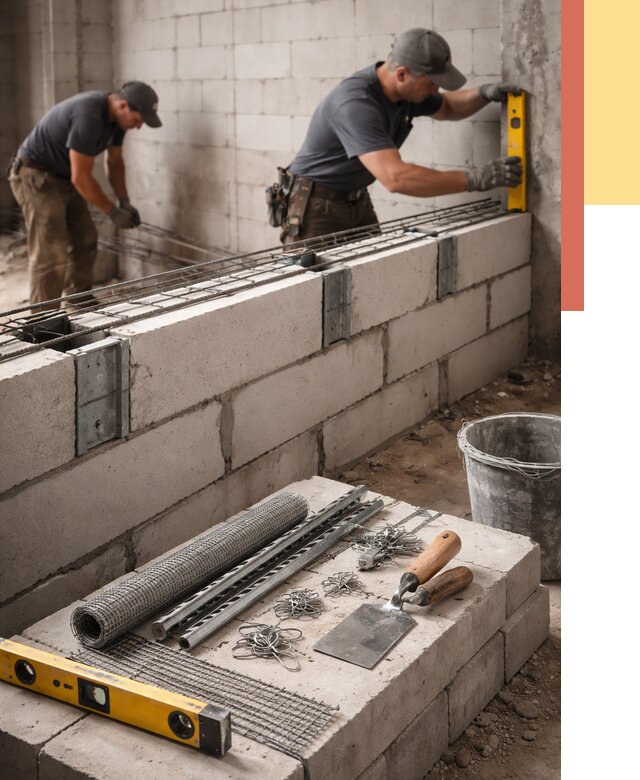 Армирование кладки перегородок в Саяногорске от 768 руб. под ключ | ОТДЕЛОЧНИК-Снг