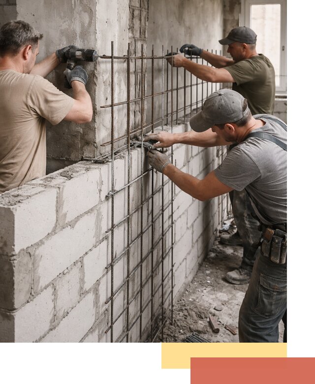 Армирование кладки перегородок в Саяногорске профессионально и надёжно
