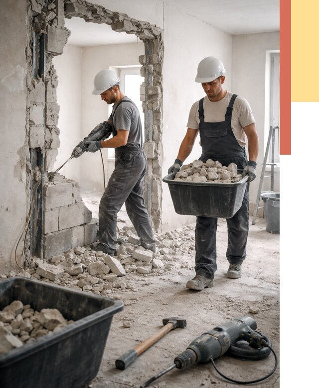 Демонтаж блоковых перегородок в Саяногорске от 3841 руб. — быстро и недорого | ОТДЕЛОЧНИК-Снг