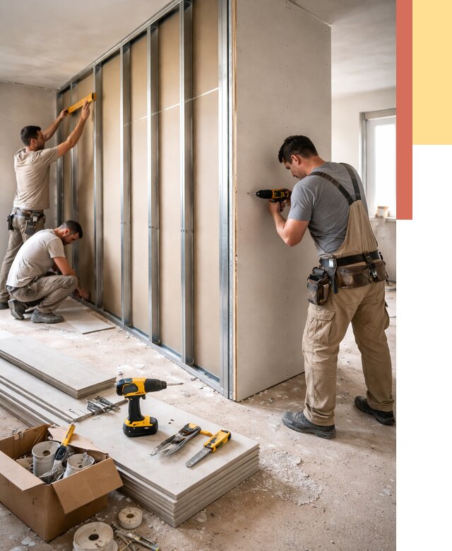 Монтаж однослойной перегородки из гипсокартона в Саяногорске от 666 руб. | ОТДЕЛОЧНИК-Снг