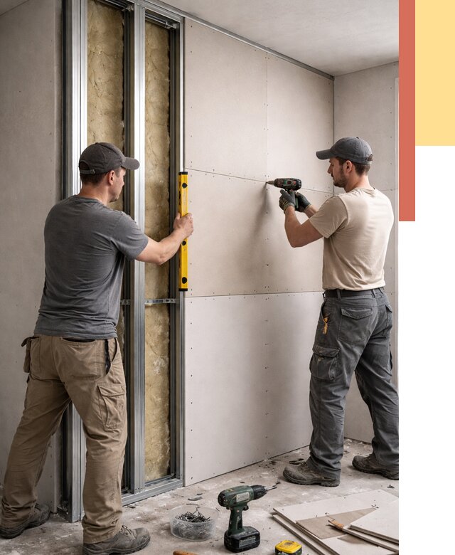 Монтаж двухслойной перегородки из гипсокартона в Саяногорске от 1485 руб. | ОТДЕЛОЧНИК-Снг