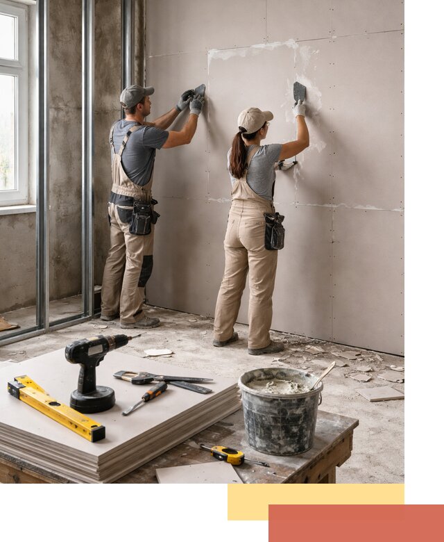 Монтаж двухслойной перегородки из гипсокартона в Саяногорске