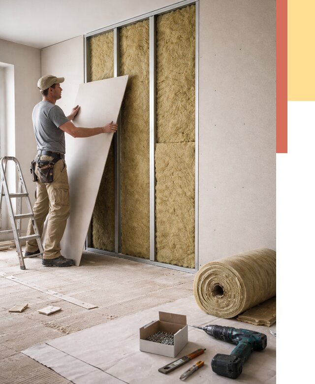 Перегородка из гипсокартона с шумоизоляцией в Саяногорске от 3196 руб. | ОТДЕЛОЧНИК-Снг