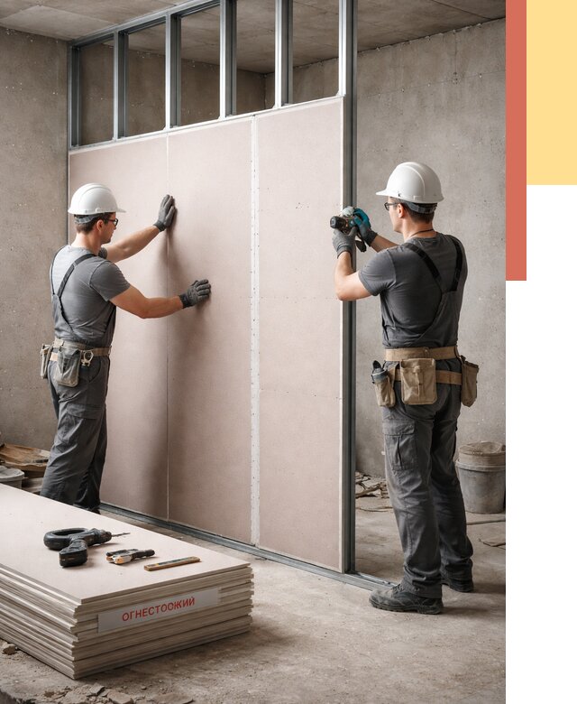 Перегородка из огнестойкого гипсокартона в Саяногорске от 1895 руб. под ключ | ОТДЕЛОЧНИК-Снг