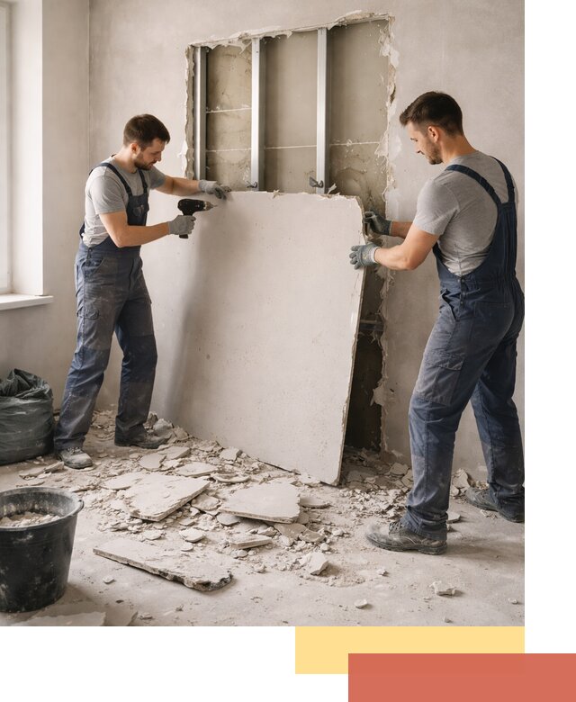 Демонтаж перегородки из гипсокартона в Саяногорске быстрый и аккуратный