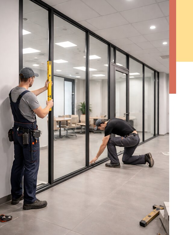 Каркасные стеклянные перегородки в Саяногорске под ключ от 9424 руб. | ОТДЕЛОЧНИК-Снг