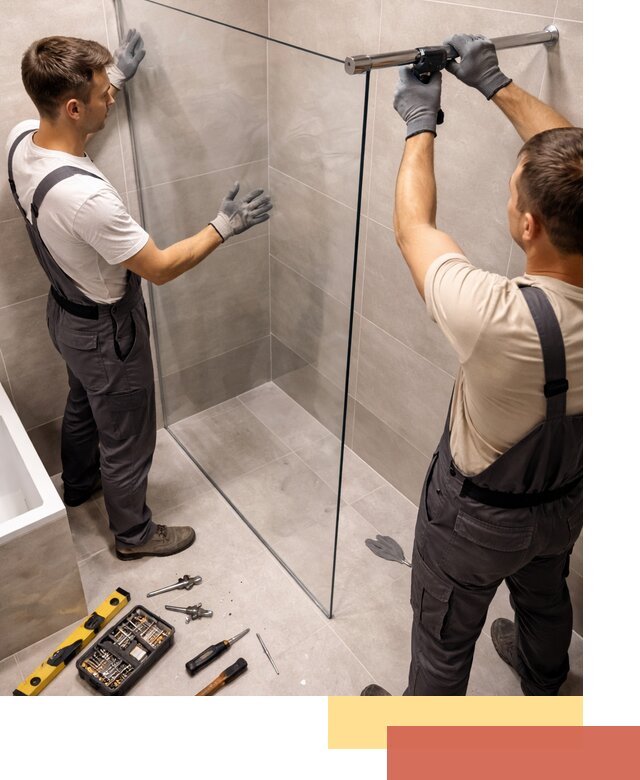 Стеклянные перегородки для душа в Саяногорске — изготовление и монтаж