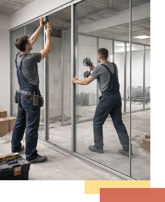 Алюминиевые перегородки со стеклом в Саяногорске — изготовление и монтаж