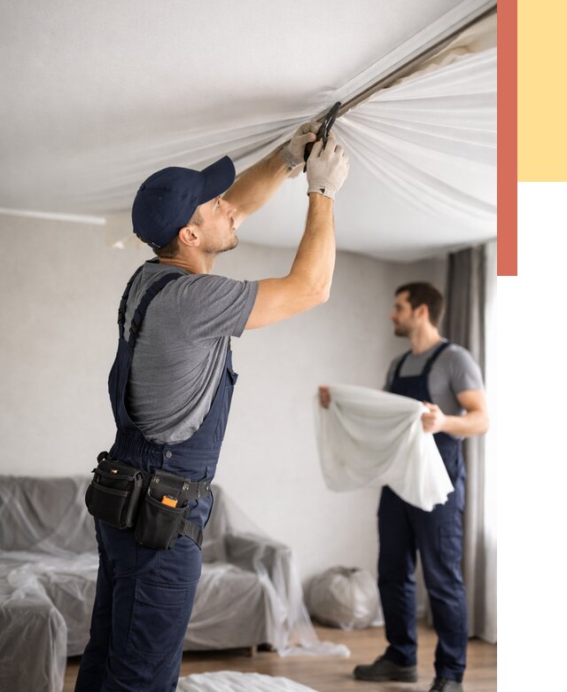 Демонтаж натяжного потолка в Саяногорске от 4609 руб. — снятие и разбор под ключ | ОТДЕЛОЧНИК-Снг