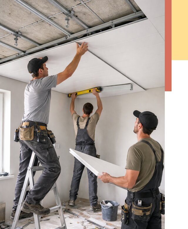 Монтаж потолка из ПВХ панелей в Саяногорске от 3585 руб./м2 — быстро и недорого | ОТДЕЛОЧНИК-Снг