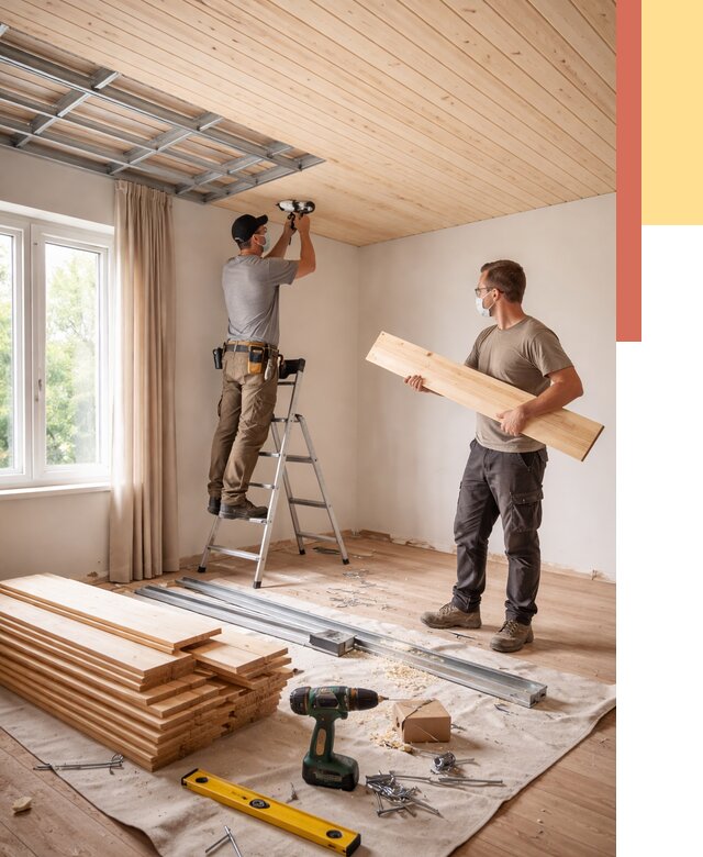 Монтаж потолка из вагонки в Саяногорске от 6658 руб. | Быстро и недорого — ОТДЕЛОЧНИК-Снг