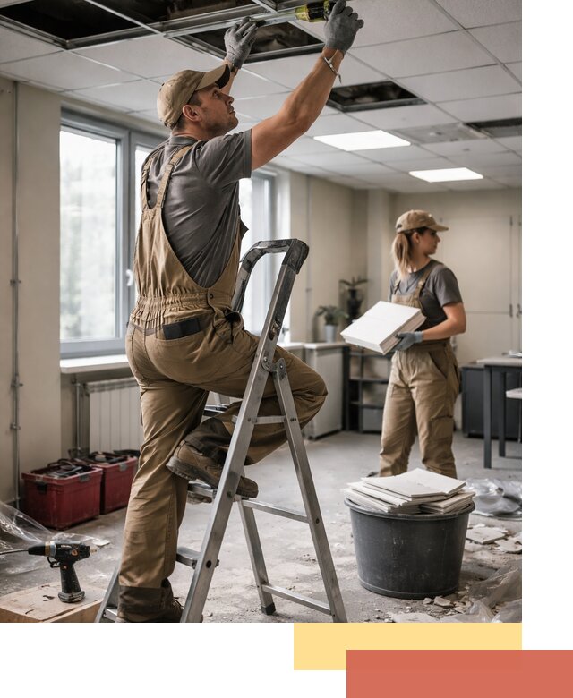 Ремонт потолка Армстронг и замена плит в Саяногорске