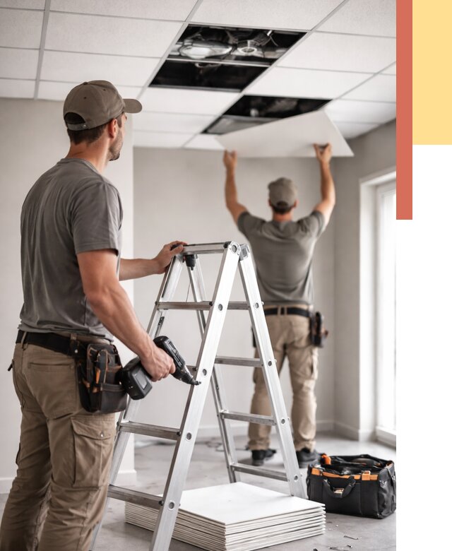 Обслуживание подвесного потолка в Саяногорске от 3585 руб. — быстро и недорого | ОТДЕЛОЧНИК-Снг