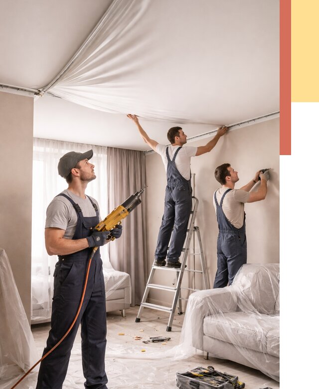 Установка натяжного потолка в Саяногорске от 4609 руб. | Быстро и недорого — ОТДЕЛОЧНИК-Снг