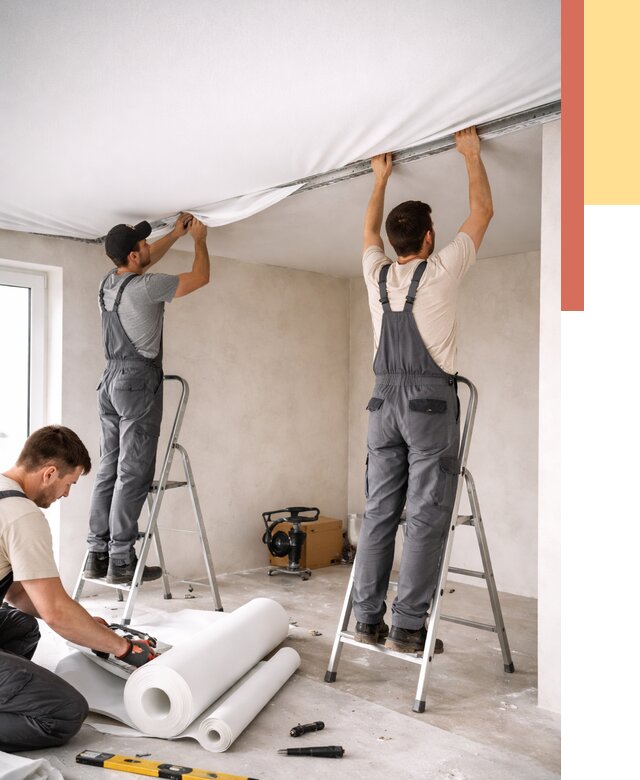 Монтаж тканевого натяжного потолка в Саяногорске от 3585 руб. под ключ | ОТДЕЛОЧНИК-Снг