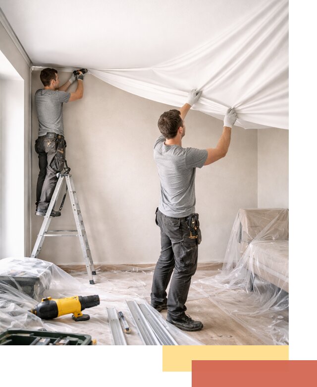 Монтаж тканевого натяжного потолка в Саяногорске недорого и быстро