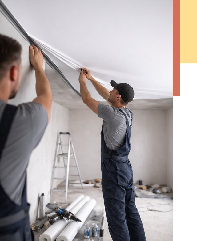 Монтаж матового натяжного потолка в Саяногорске от 4609 руб./м² — быстро и недорого | ОТДЕЛОЧНИК-Снг