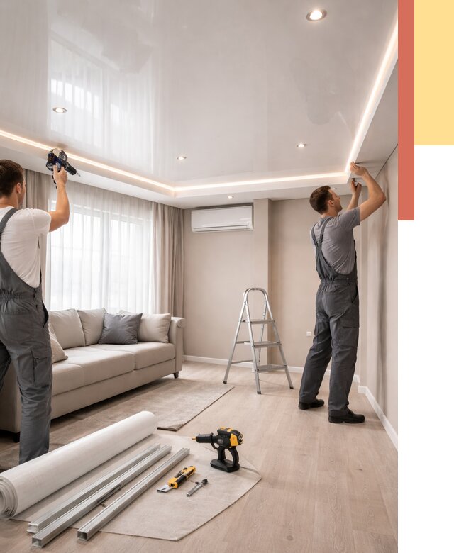 Монтаж глянцевого натяжного потолка в Саяногорске от 768 руб. под ключ | ОТДЕЛОЧНИК-Снг