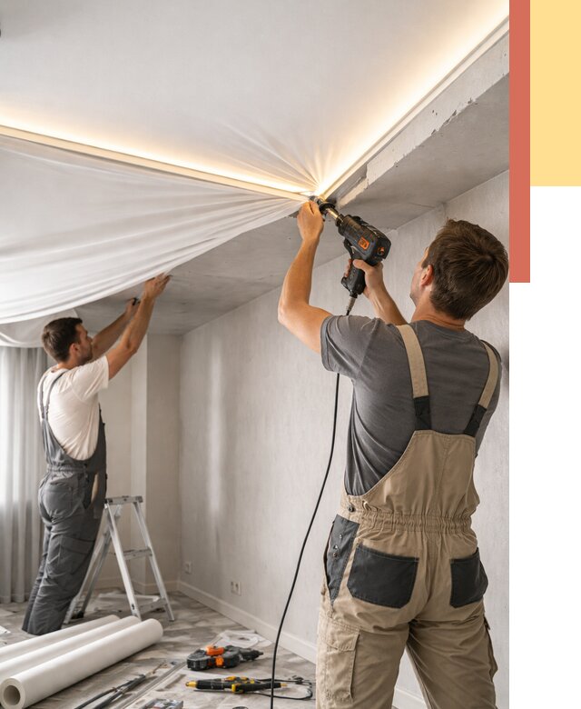 Монтаж натяжного потолка с подсветкой в Саяногорске от 973 руб. | ОТДЕЛОЧНИК-Снг