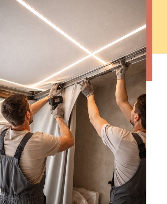 Монтаж натяжного потолка со световыми линиями в Саяногорске от 1229 руб. | ОТДЕЛОЧНИК-Снг