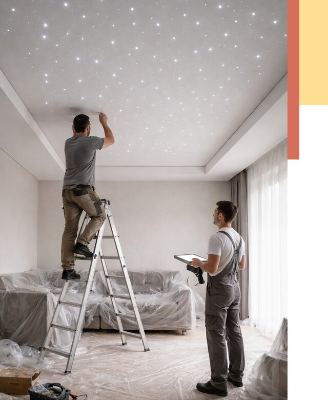 Монтаж натяжного потолка «звездное небо» в Саяногорске от 6658 руб. | ОТДЕЛОЧНИК-Снг