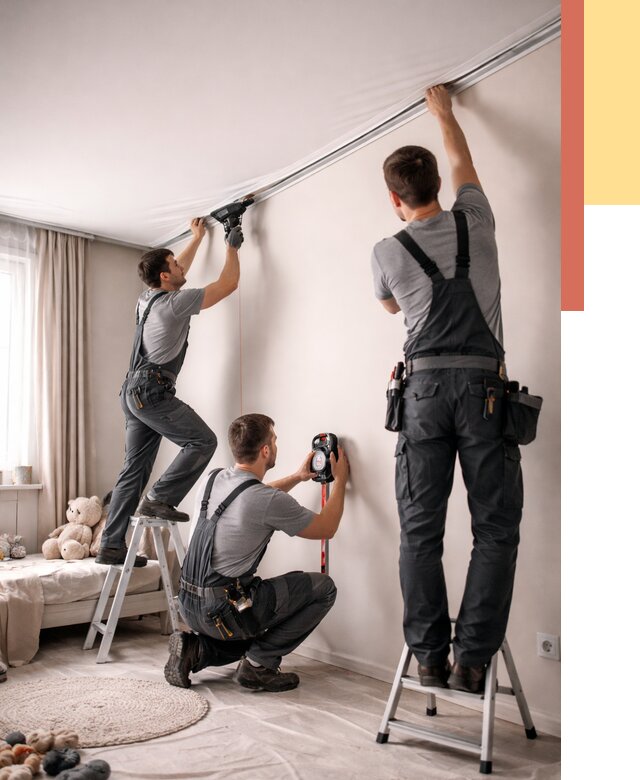 Монтаж натяжного потолка в детской в Саяногорске от 3585 руб. — быстро и недорого | ОТДЕЛОЧНИК-Снг