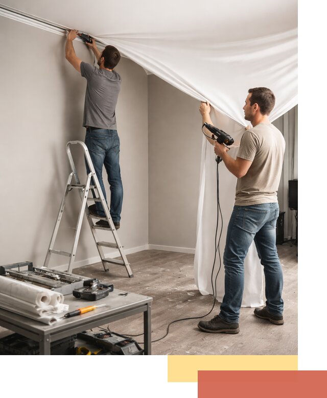 Монтаж натяжного потолка в студии в Саяногорске