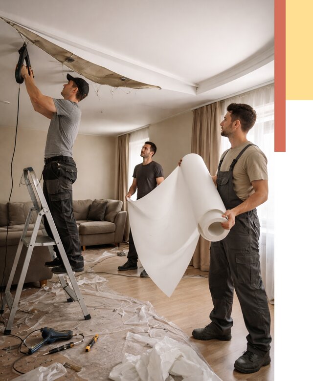 Замена полотна натяжного потолка в Саяногорске от 9731 руб. быстро и недорого | ОТДЕЛОЧНИК-Снг