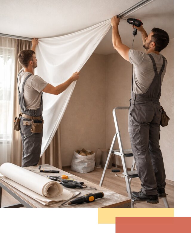 Замена полотна натяжного потолка в Саяногорске быстро и качественно