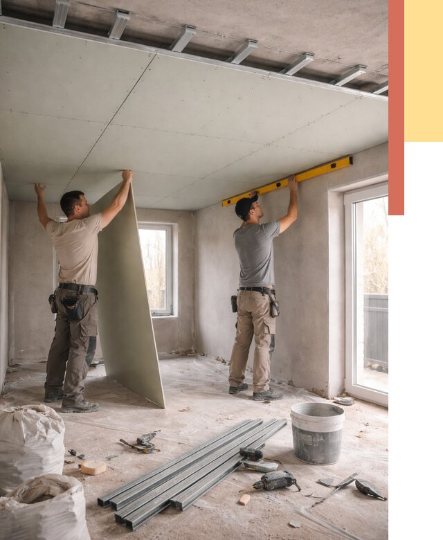 Одноуровневый потолок из гипсокартона в Саяногорске от 768 руб. — монтаж под ключ | ОТДЕЛОЧНИК-Снг