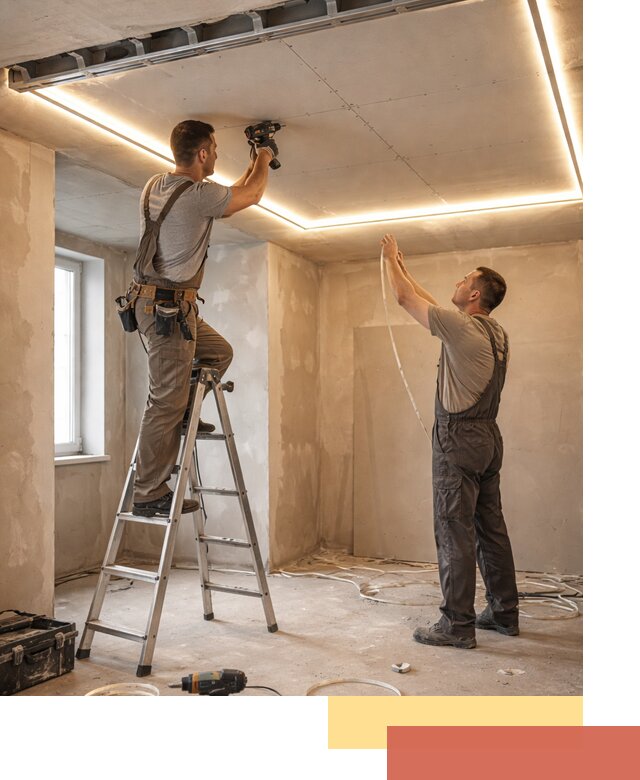 Потолок из гипсокартона с подсветкой в Саяногорске