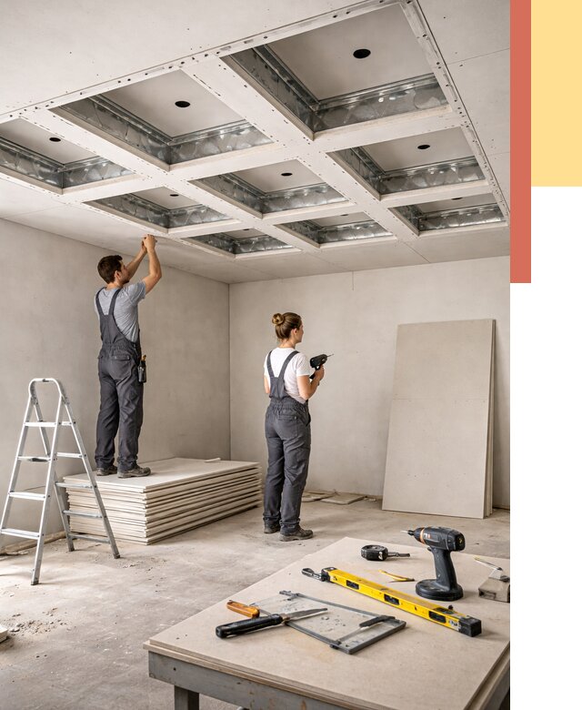 Кессонный потолок из гипсокартона в Саяногорске от 1895 руб. — монтаж и под ключ | ОТДЕЛОЧНИК-Снг